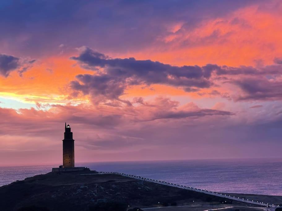 Ferienwohnung Atico Con Terraza Y Vistas Al Mar. A Coruña Exterior foto